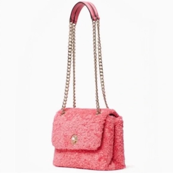 kate spade Handbags - Kate Spade Natalia faux fur small flap crossbody bright blush EUC